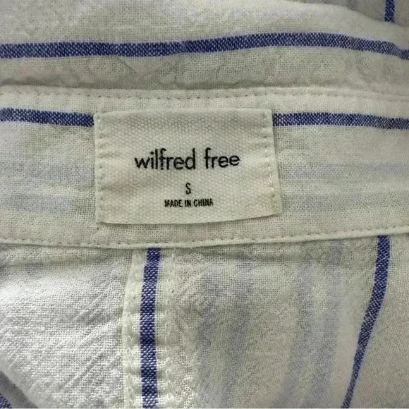 Aritzia Wilfred Free Linen Boyfriend Shirt | White Striped | SZ S - Picture 8 of 8